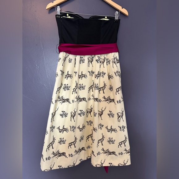 ANTHROPOLOGIE Postmark Conifer Herd Strapless Fit Flare Dress EUC Size 2 - Picture 5 of 11